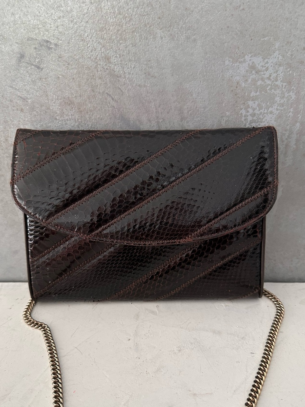 VINTAGE MORLE SNAKESKIN SHOULDER BAG CHAIN STRAP